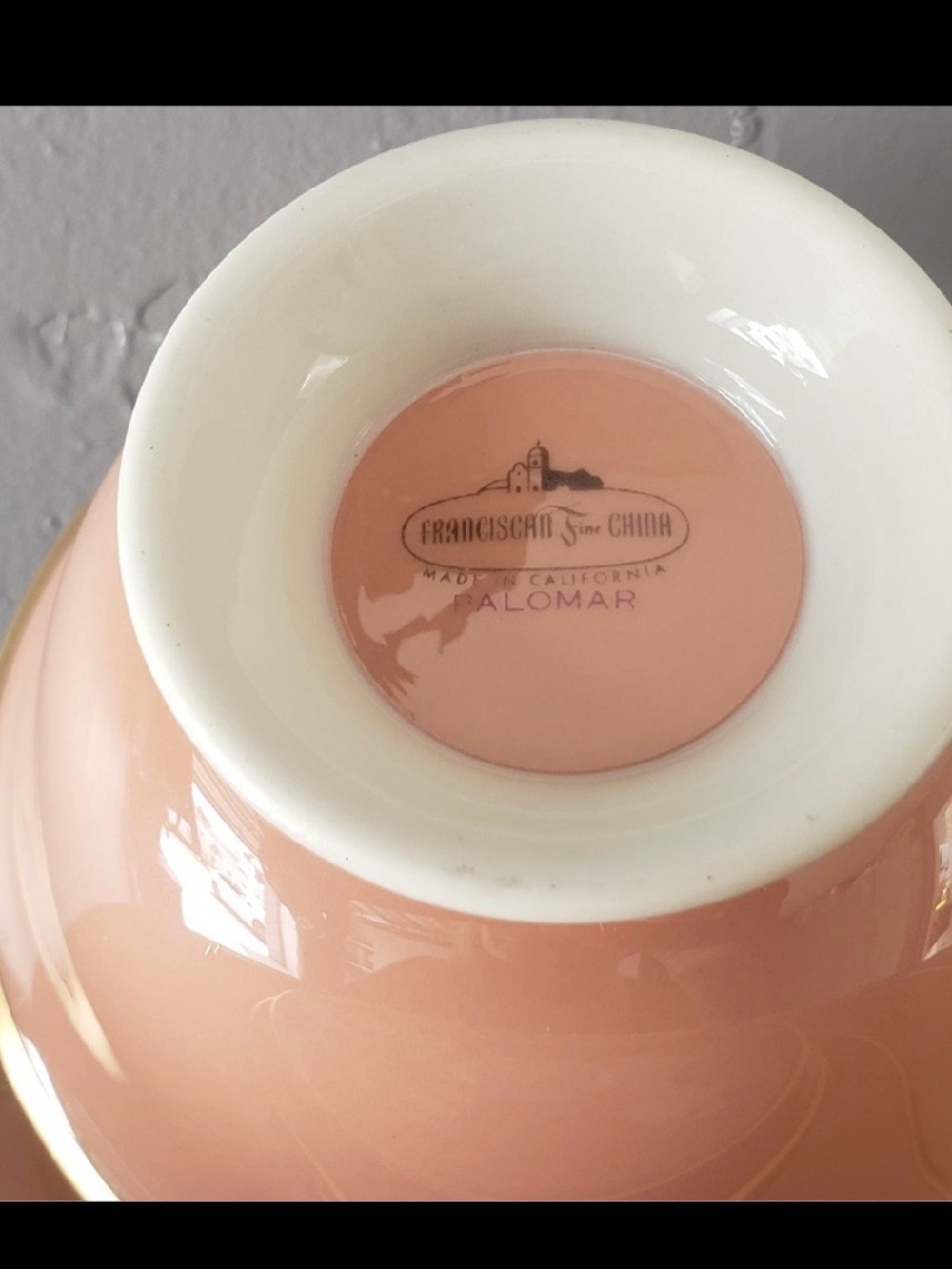 Franciscan Alomar Peach-Pink Ceramic Bowl with White Rim